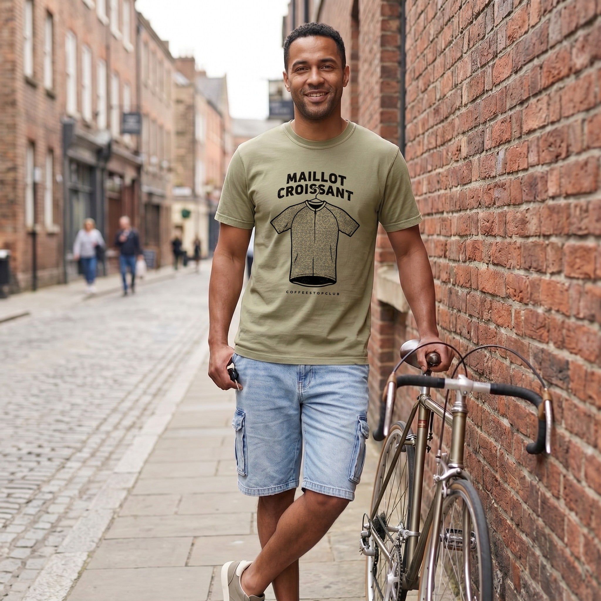 Maillot Croissant Cyclist T-Shirt — Khaki lifestyle