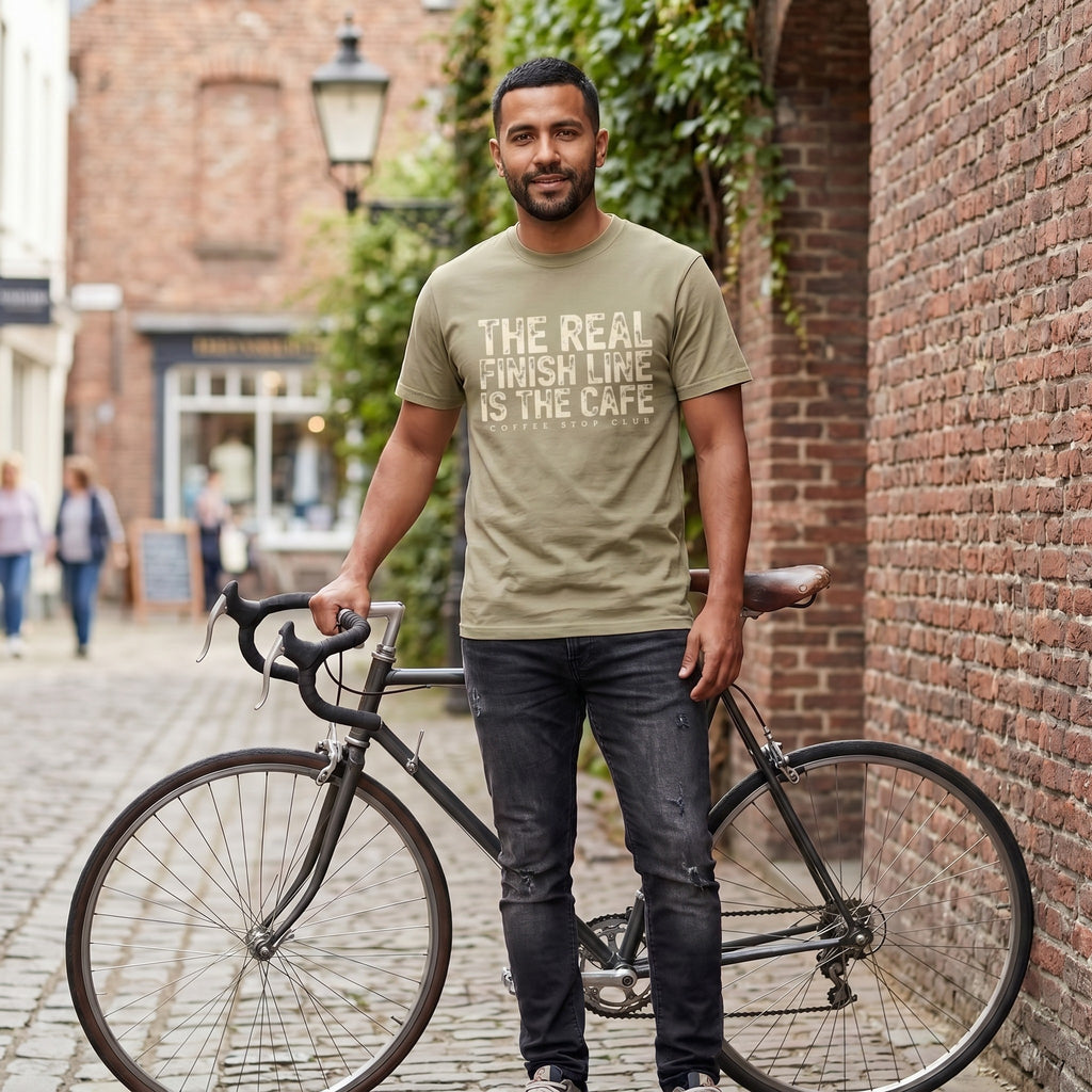 The Real Finish Line T‑Shirt — Khaki lifestyle