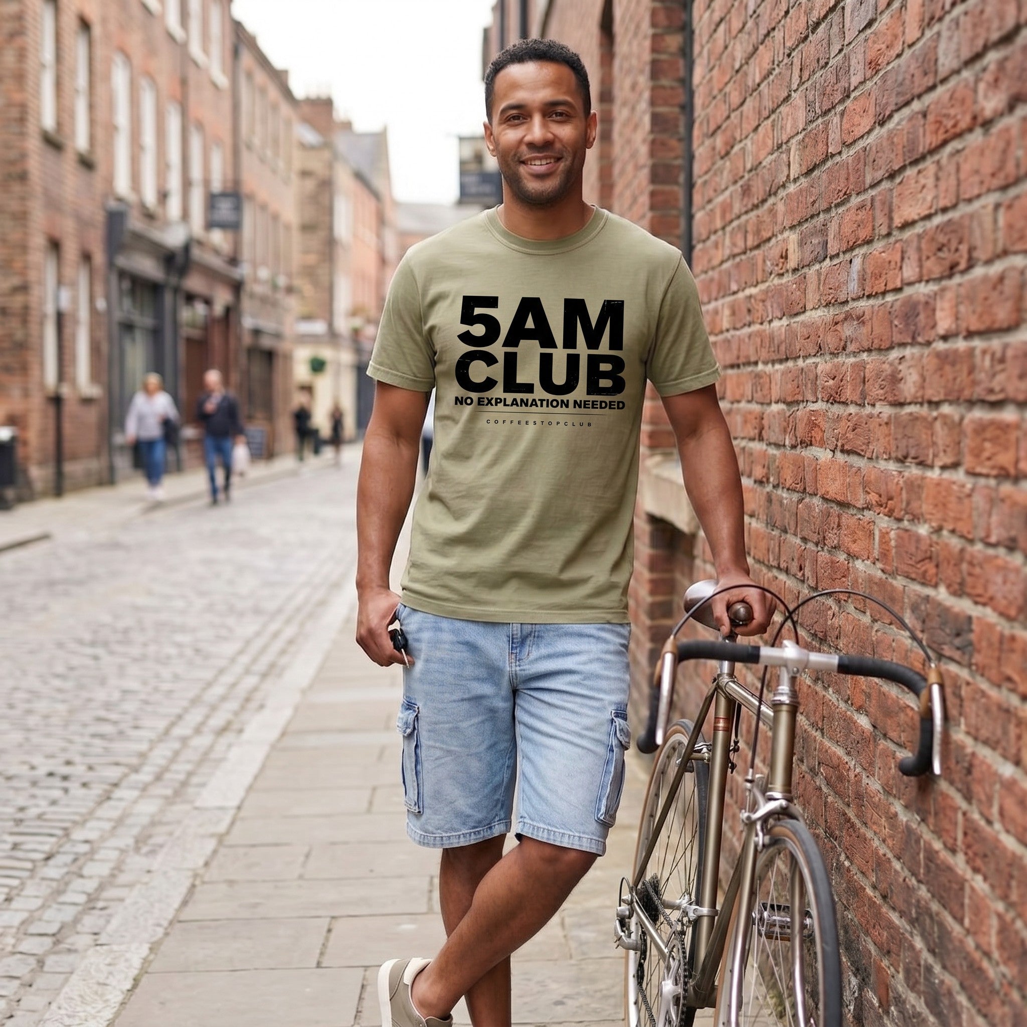 5AM Club T‑Shirt — Khaki lifestyle