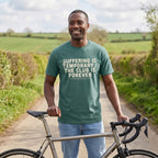 Suffering is Temporary Cycling T‑Shirt — Light Green lifestyle