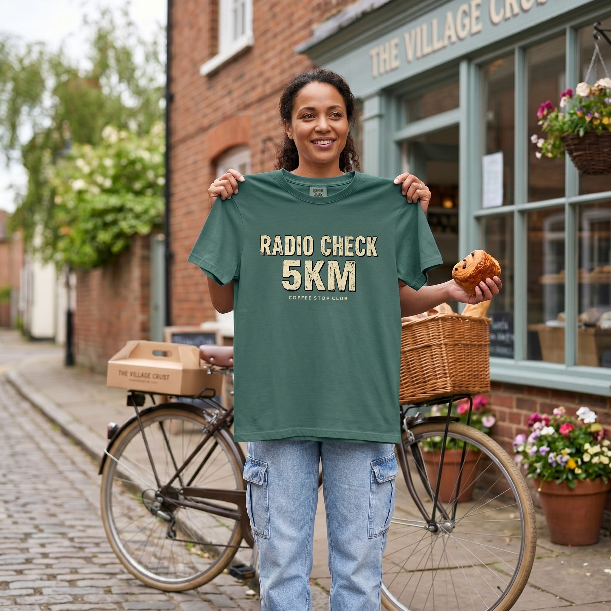Radio Check 5Km Tour T‑Shirt — Light Green lifestyle