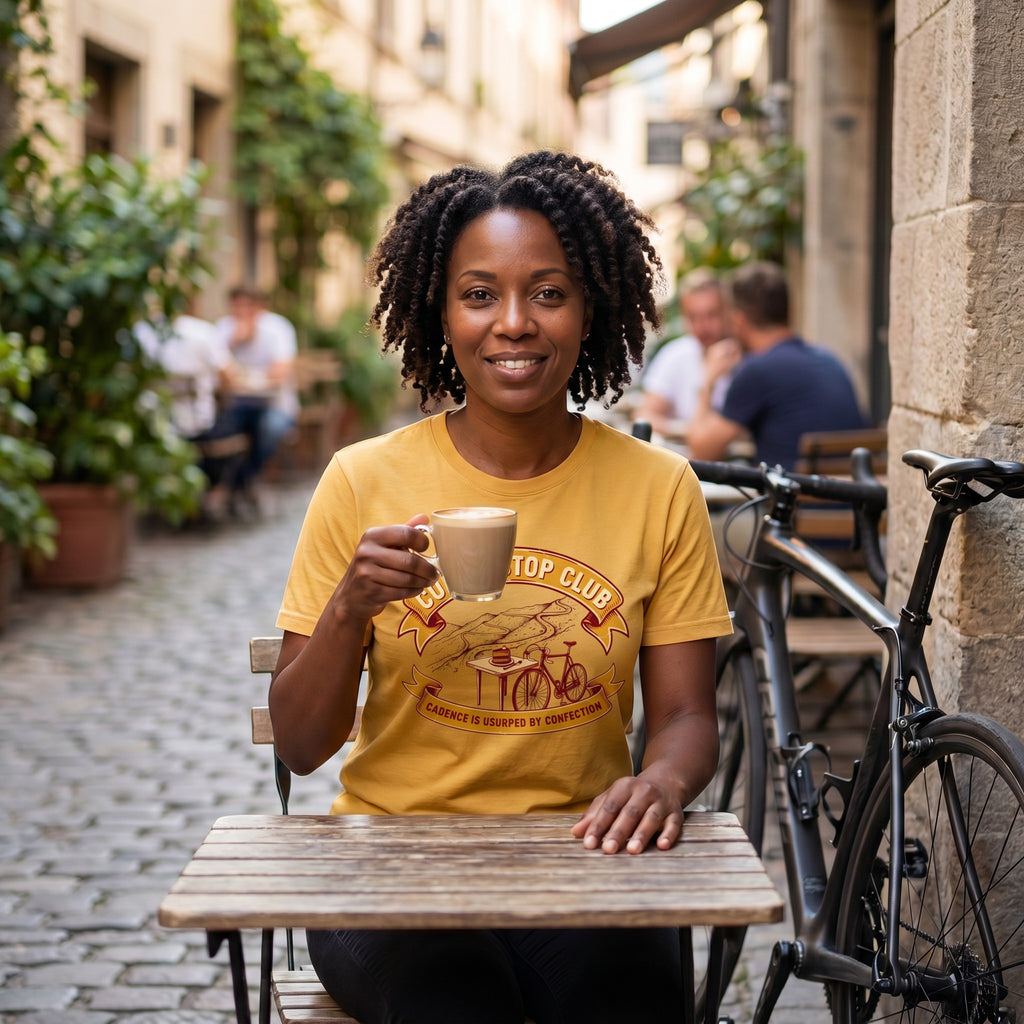 Cadence Confection Cycling T‑Shirt — Mustard lifestyle