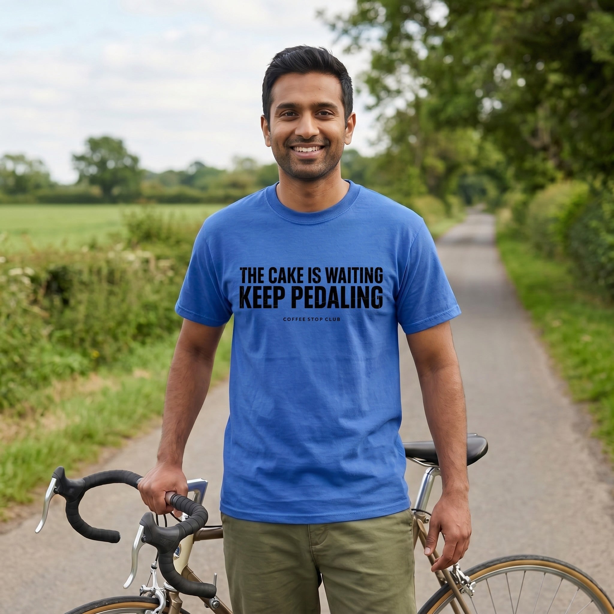 The Cake is Waiting T‑Shirt — Mystic Blue lifestyle