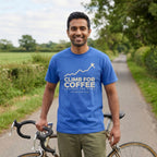 Climb For Coffee T‑Shirt — Mystic Blue lifestyle