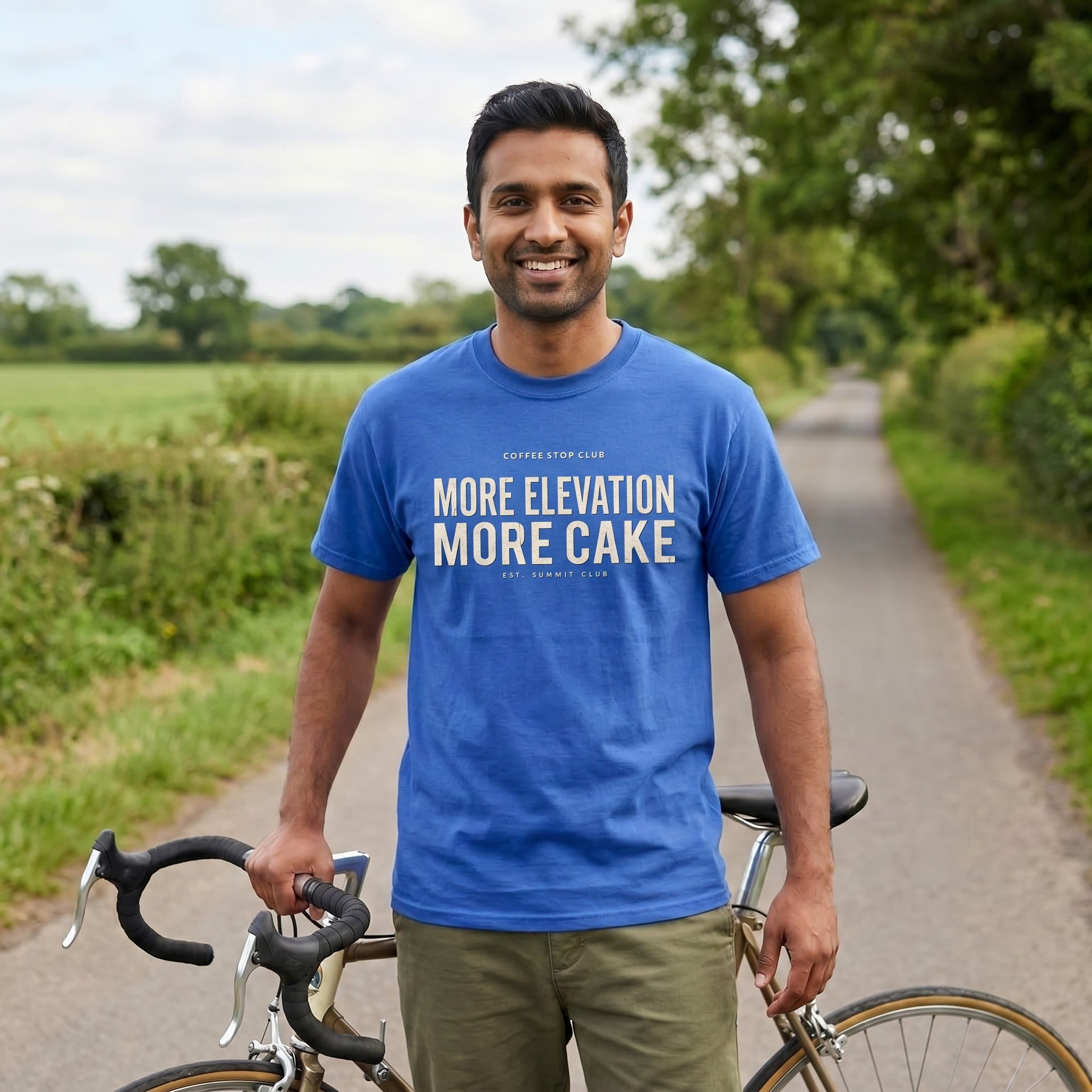 More Elevation More Cake T‑Shirt — Mystic Blue lifestyle