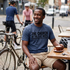 Church of the Flat White T‑Shirt — Navy lifestyle