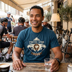 The Coffee Stop Club T‑Shirt — Navy lifestyle