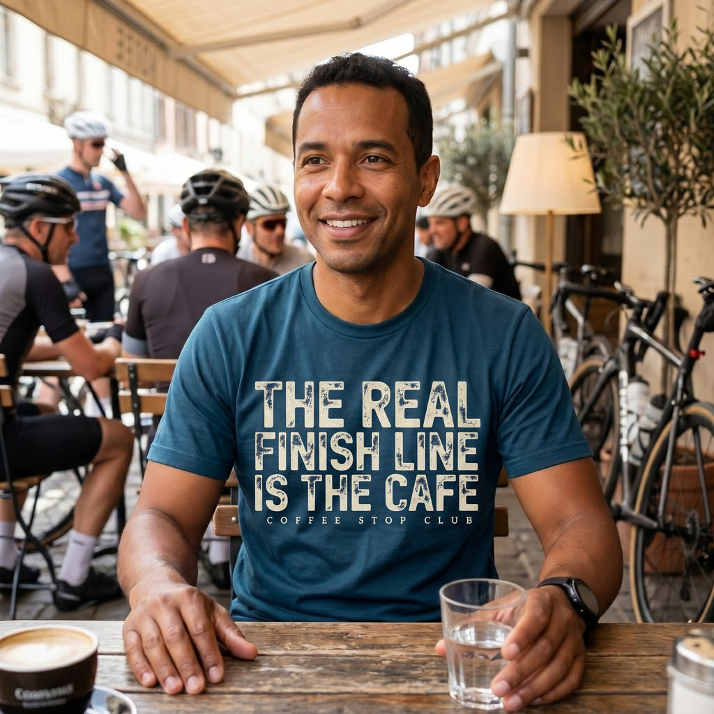 The Real Finish Line T‑Shirt — Navy lifestyle