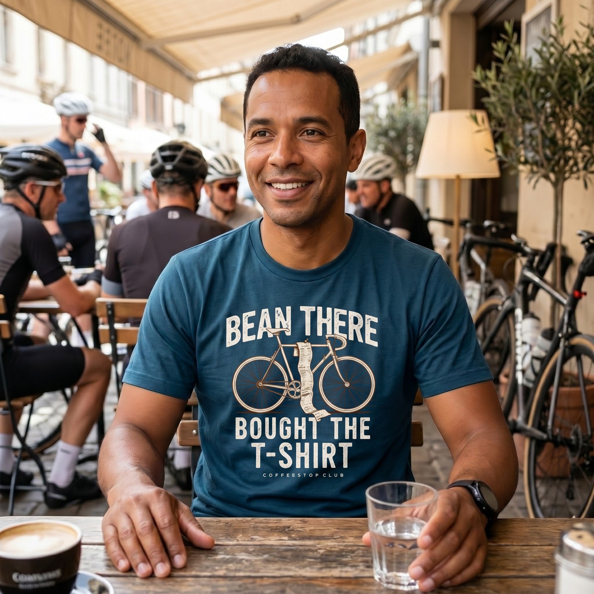 Bean There Cycling T-Shirt — Navy lifestyle