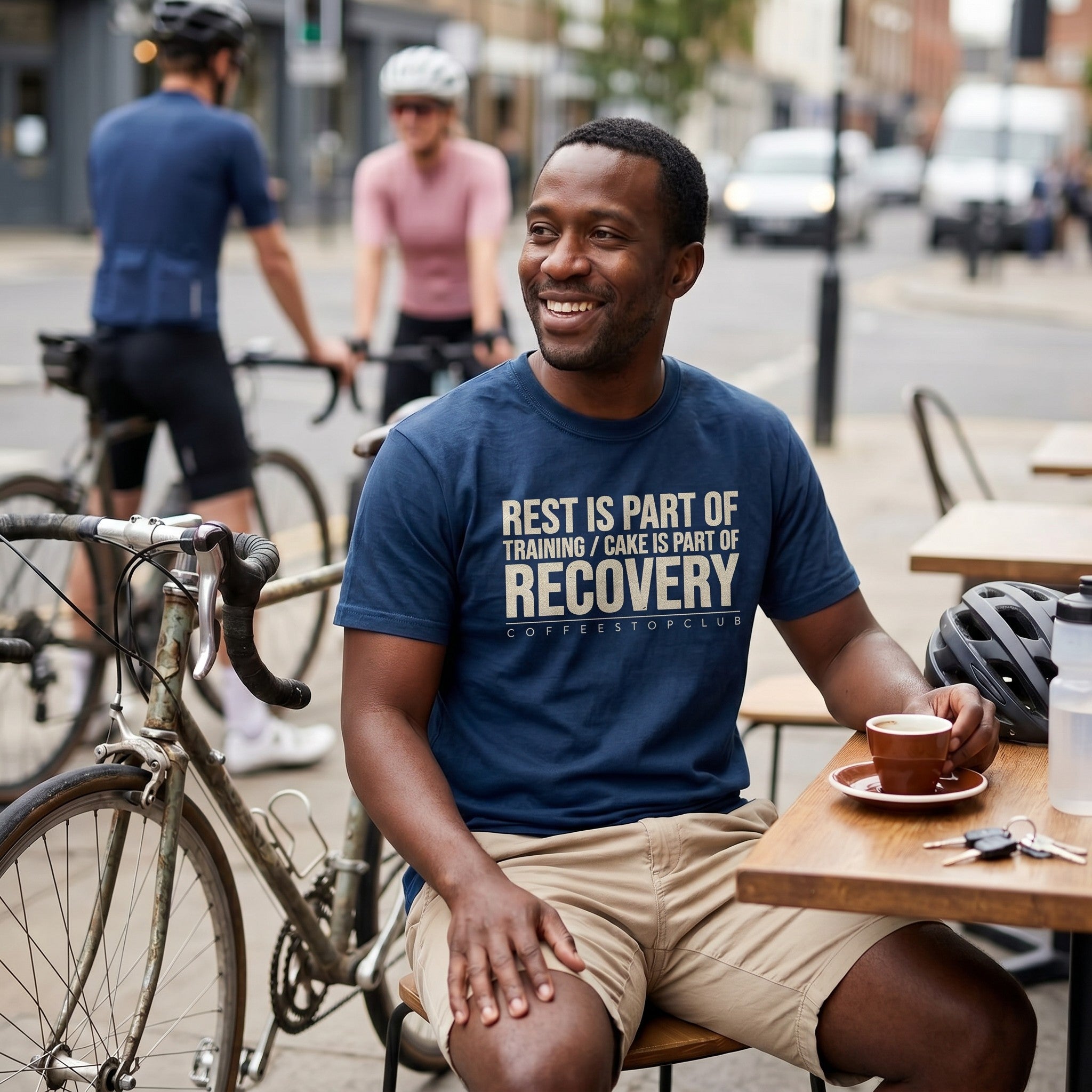 Rest is Recovery T‑Shirt — Navy lifestyle