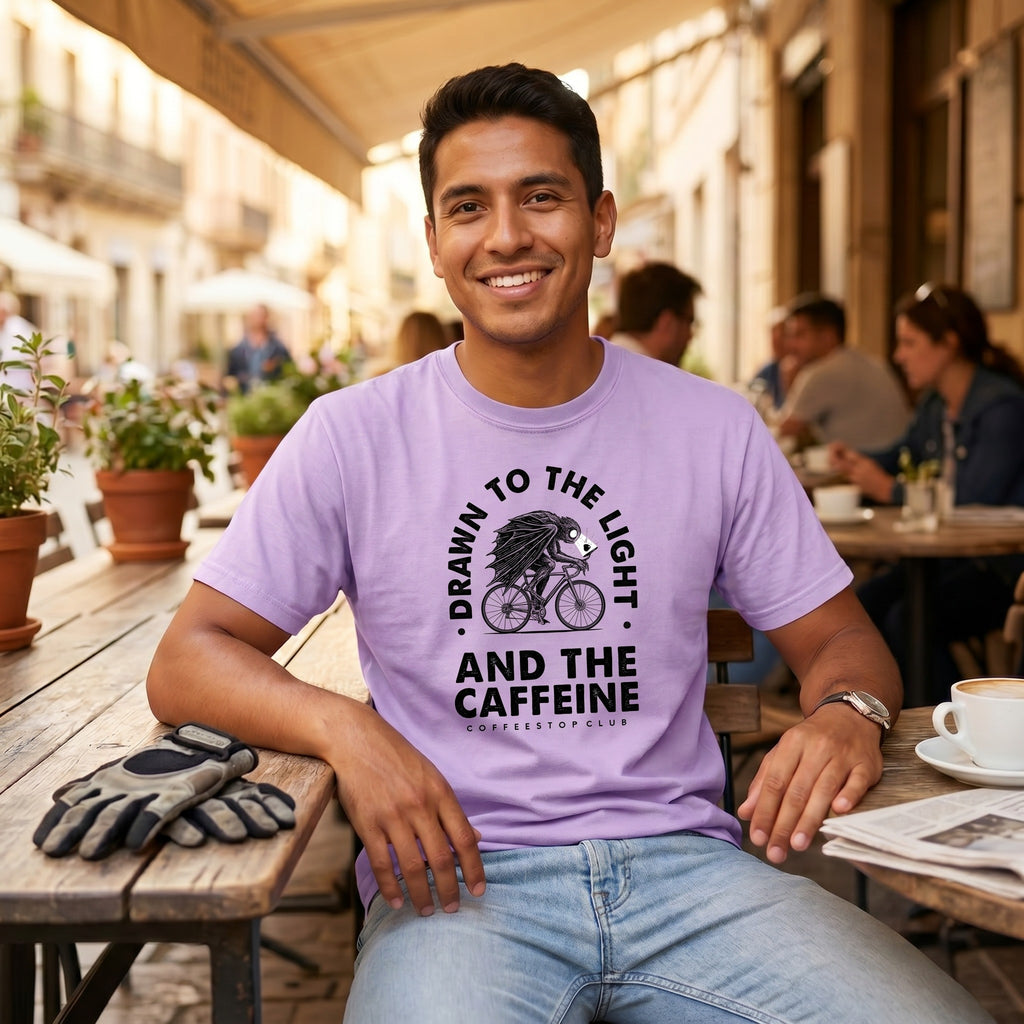 Drawn to the Light Cyclist T-Shirt — Orchid lifestyle