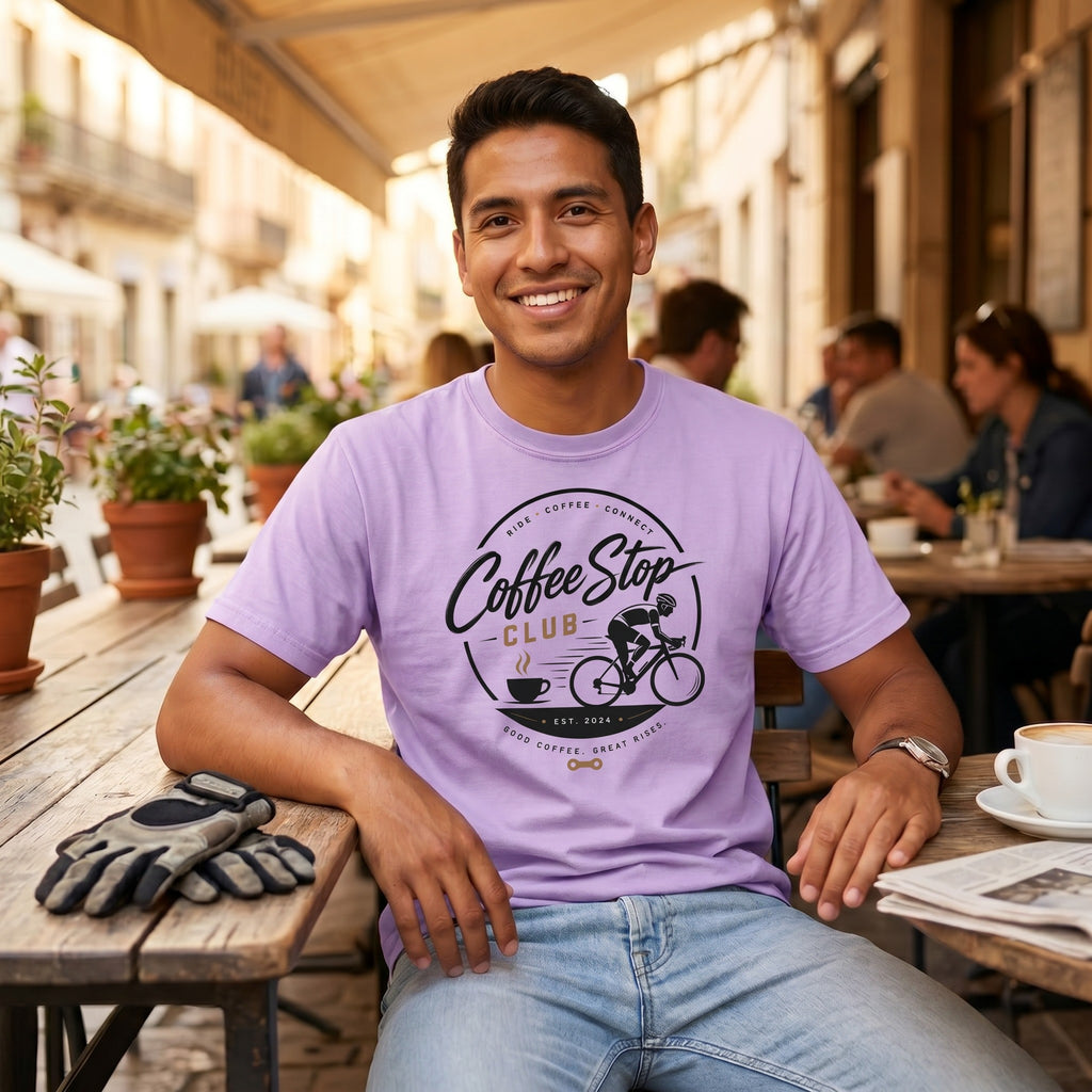 Good Coffee Stop Club T‑Shirt — Orchid lifestyle