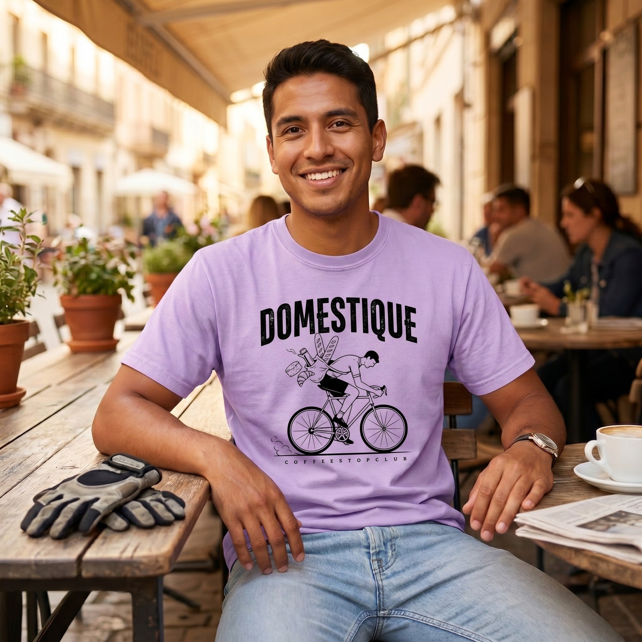 Domestique Delivery Cyclist T-Shirt — Orchid lifestyle