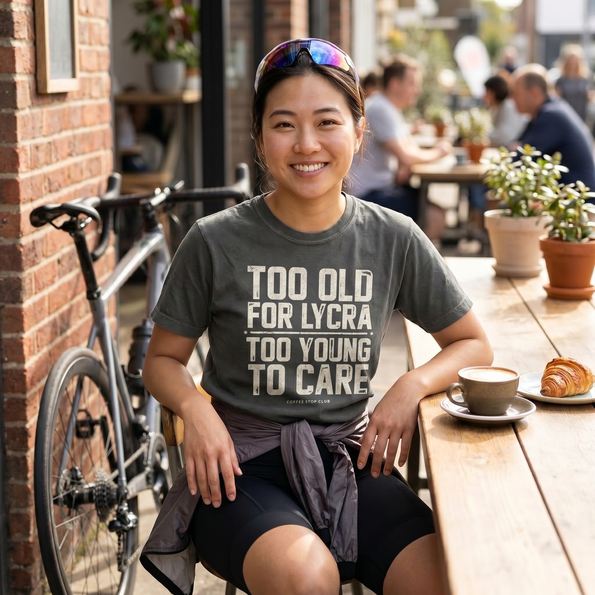 Too Old to Care T‑Shirt — Pepper lifestyle