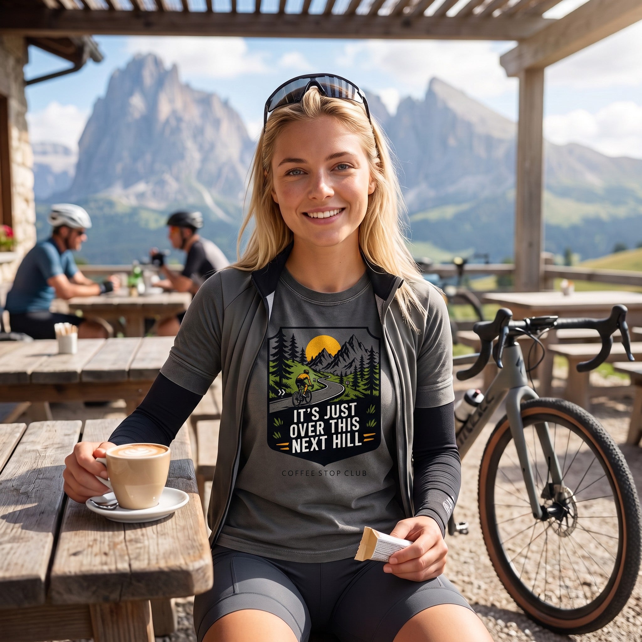 It's Just Over This Next Hill Cycling T-Shirt — Pepper lifestyle
