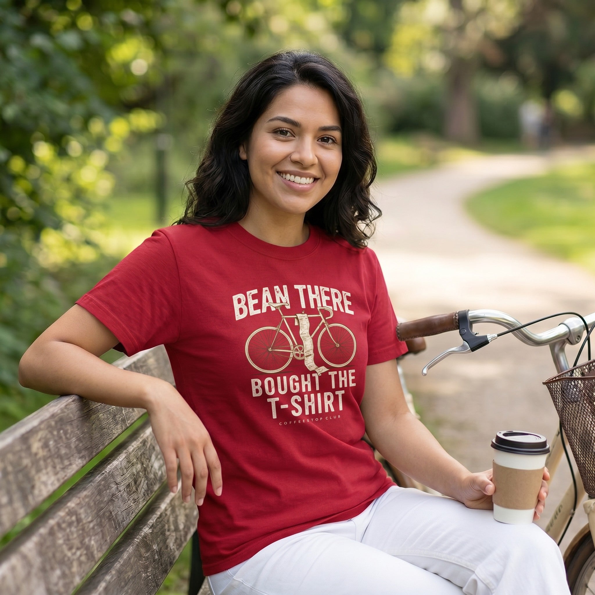 Bean There Cycling T-Shirt — Red lifestyle