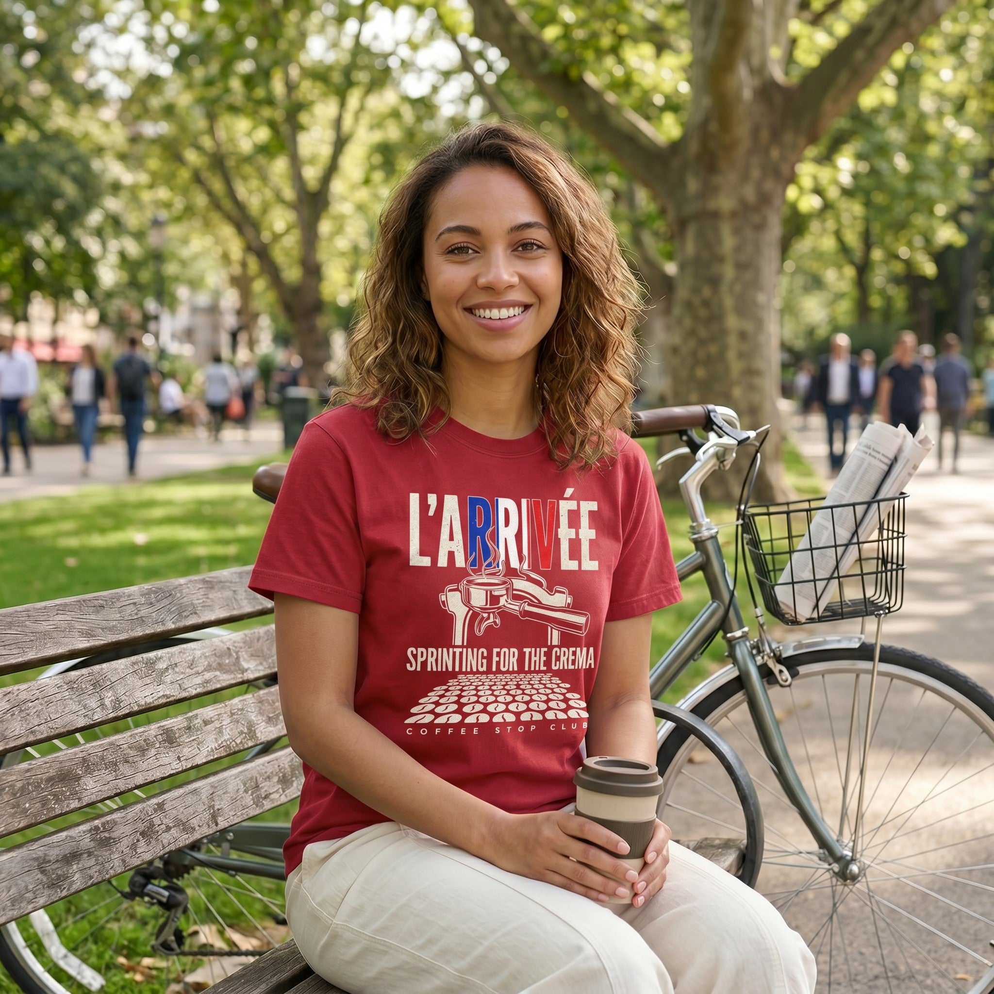 L'Arrivée TdF Cycling T-Shirt — Red lifestyle