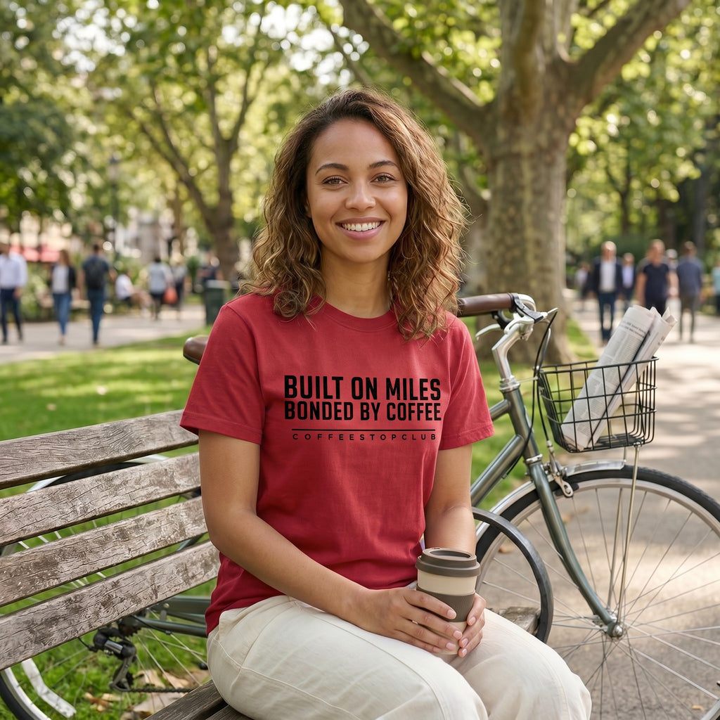 Bonded by Coffee T‑Shirt — Red lifestyle