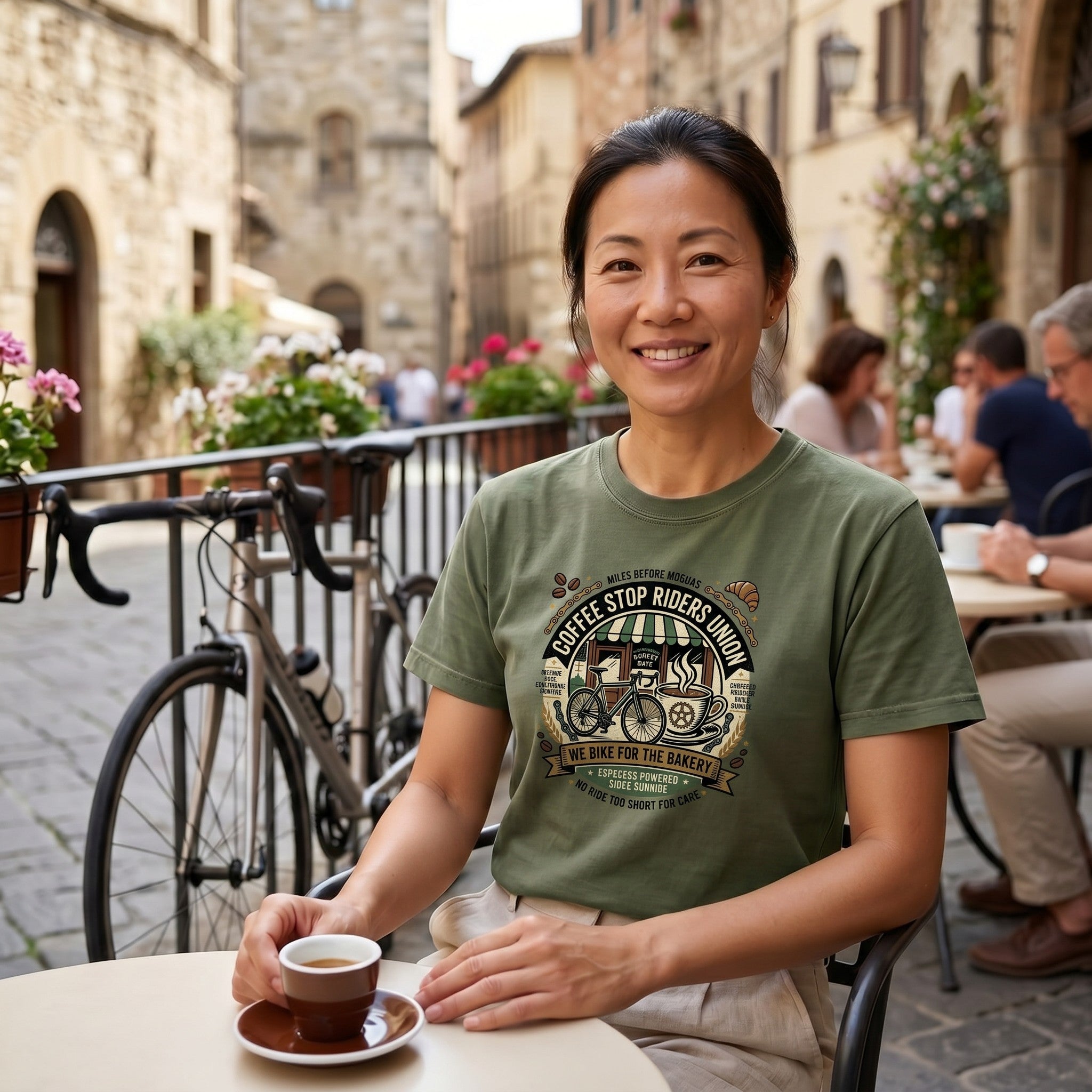 Riders Union Bakery T-Shirt — Sage lifestyle