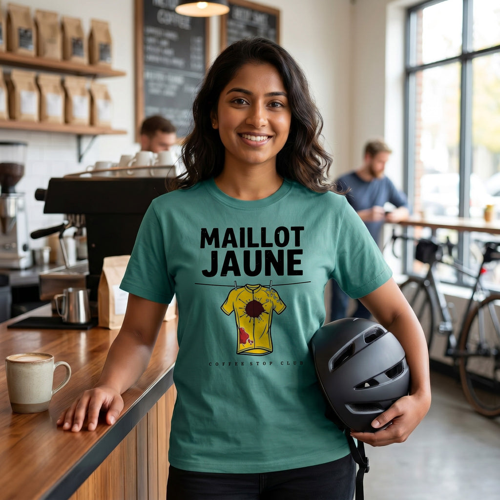 Yellow Jersey TdF Cyclist T-Shirt — Seafoam lifestyle