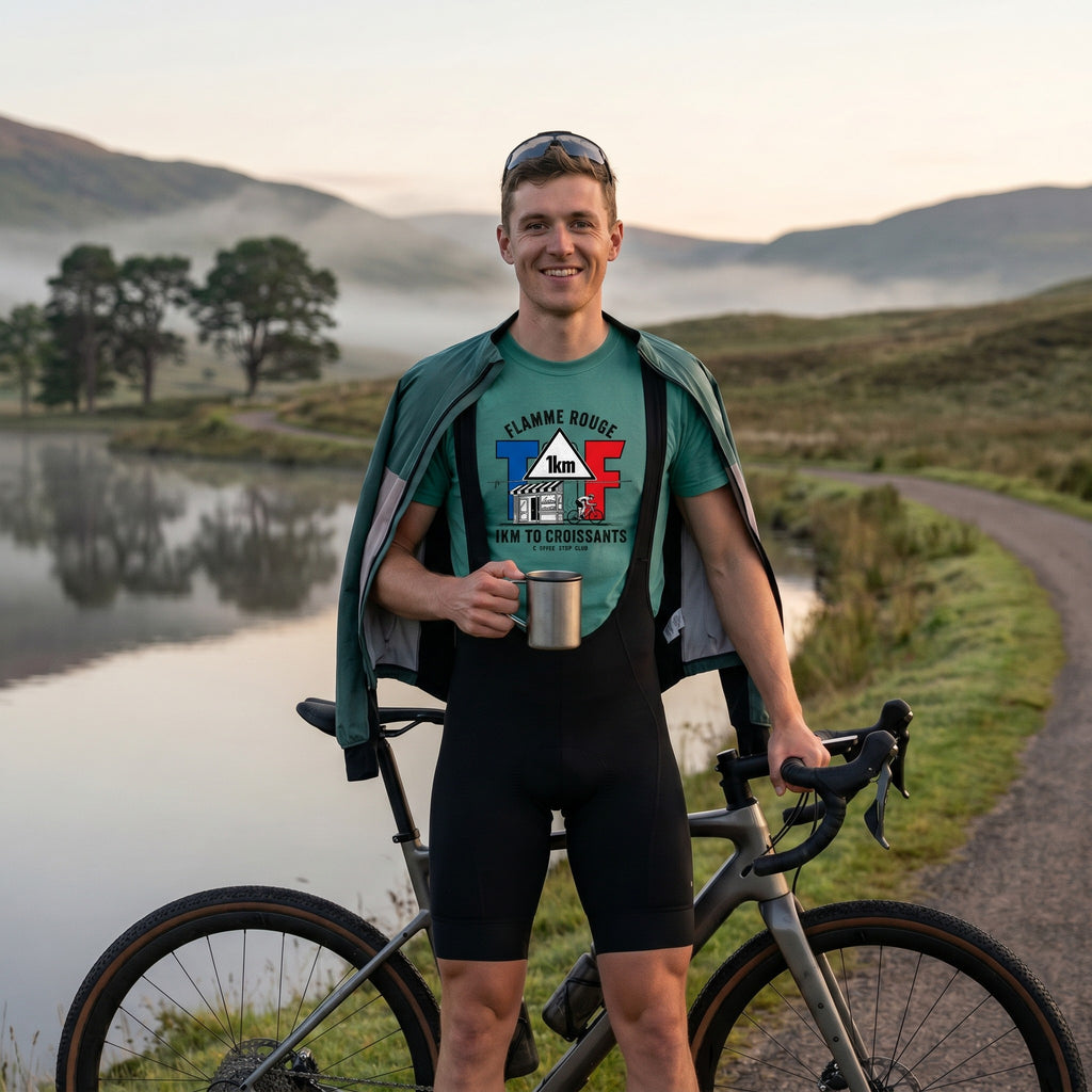 1km to the Croissants TdF Cycling T-Shirt — Seafoam lifestyle