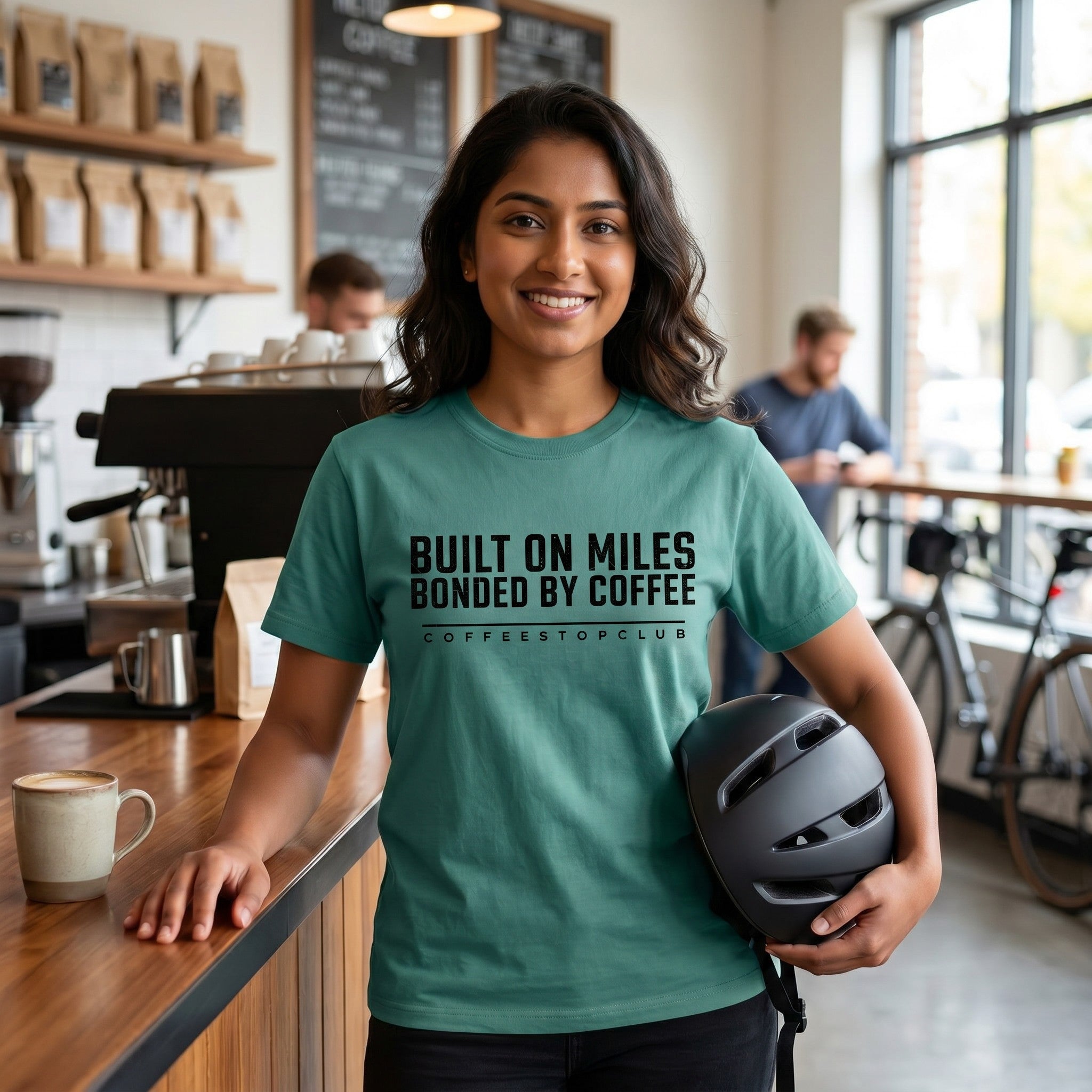 Bonded by Coffee T‑Shirt — Seafoam lifestyle