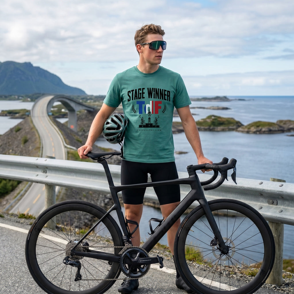 Stage Winner TdF Cycling T-Shirt — Seafoam lifestyle