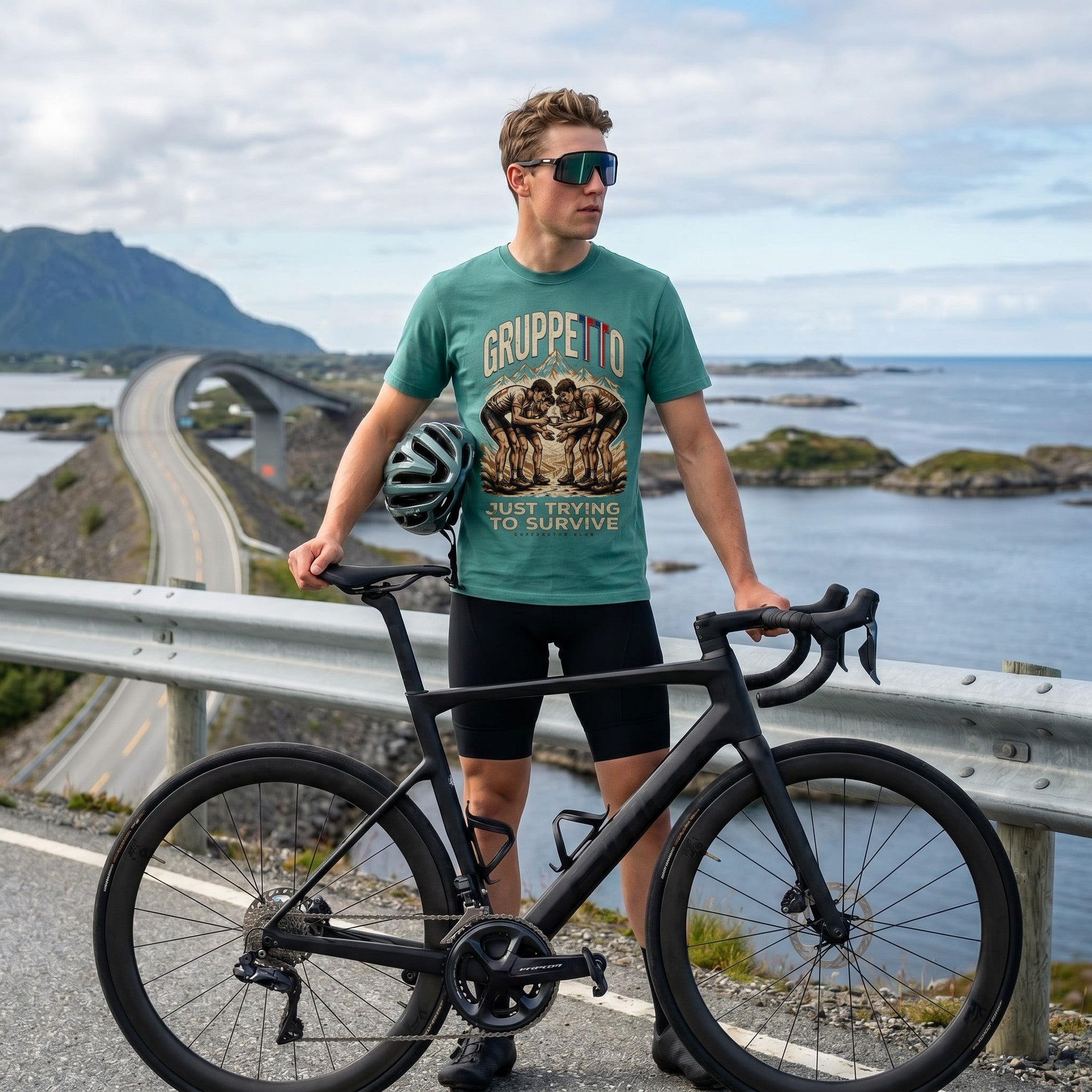 Gruppetto TdF Cycling T-Shirt — Seafoam lifestyle