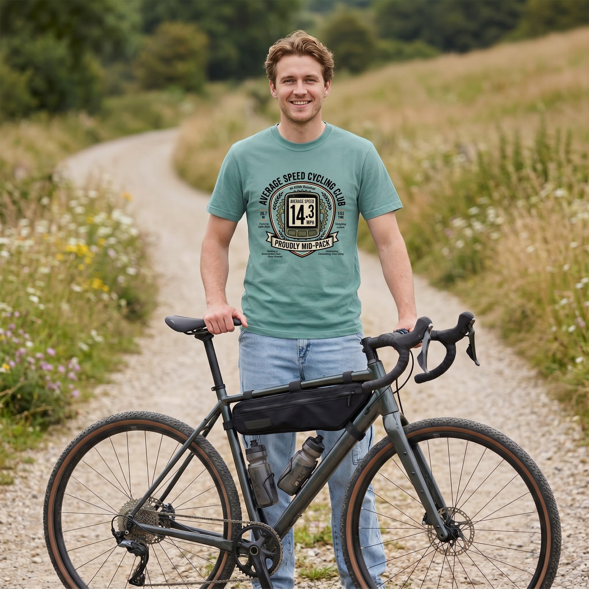 Average Speed Cycling T-Shirt — Seafoam lifestyle