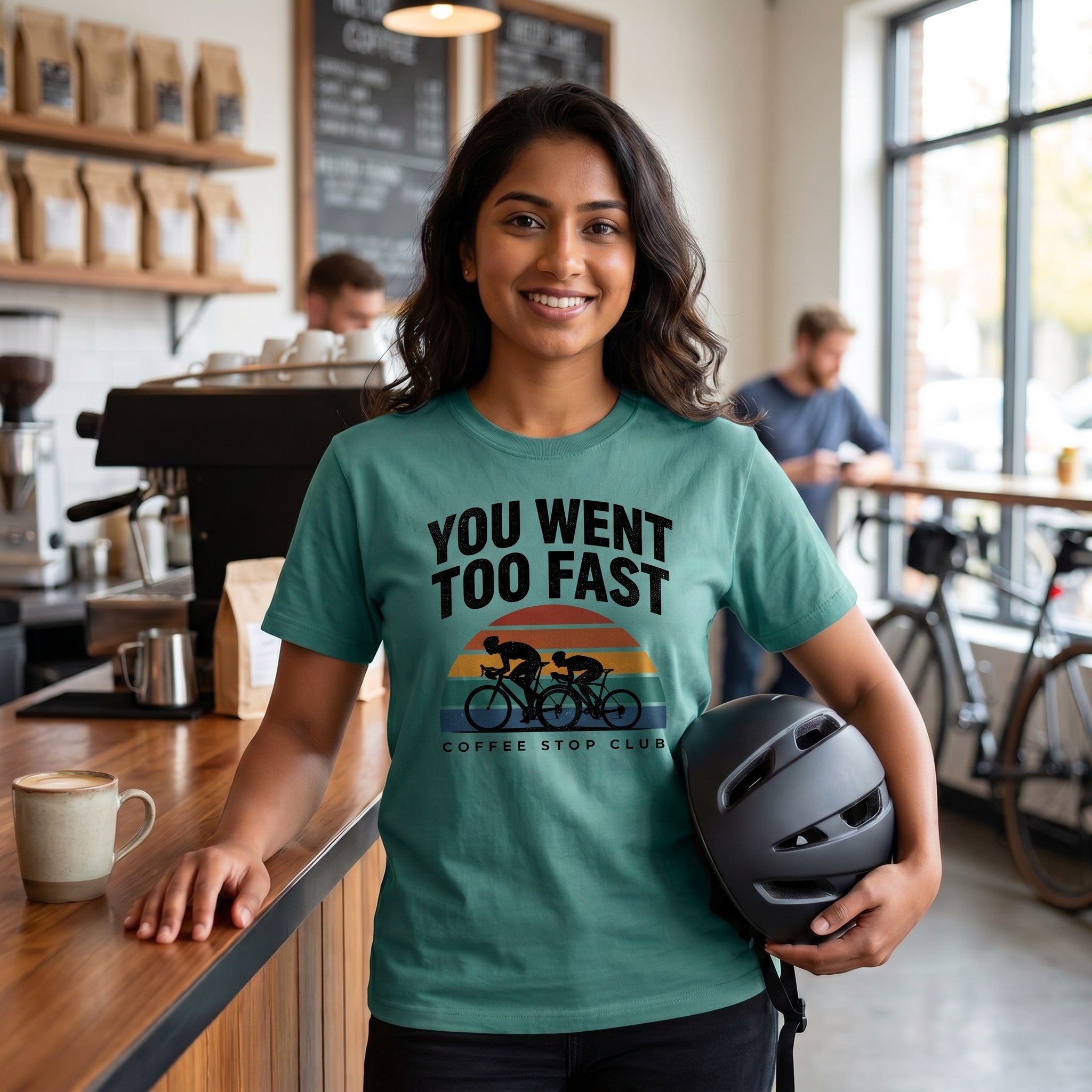 You Went Too Fast Cycling T-Shirt — Seafoam lifestyle