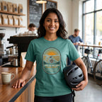 Last to the Café Cyclist T-Shirt — Seafoam lifestyle