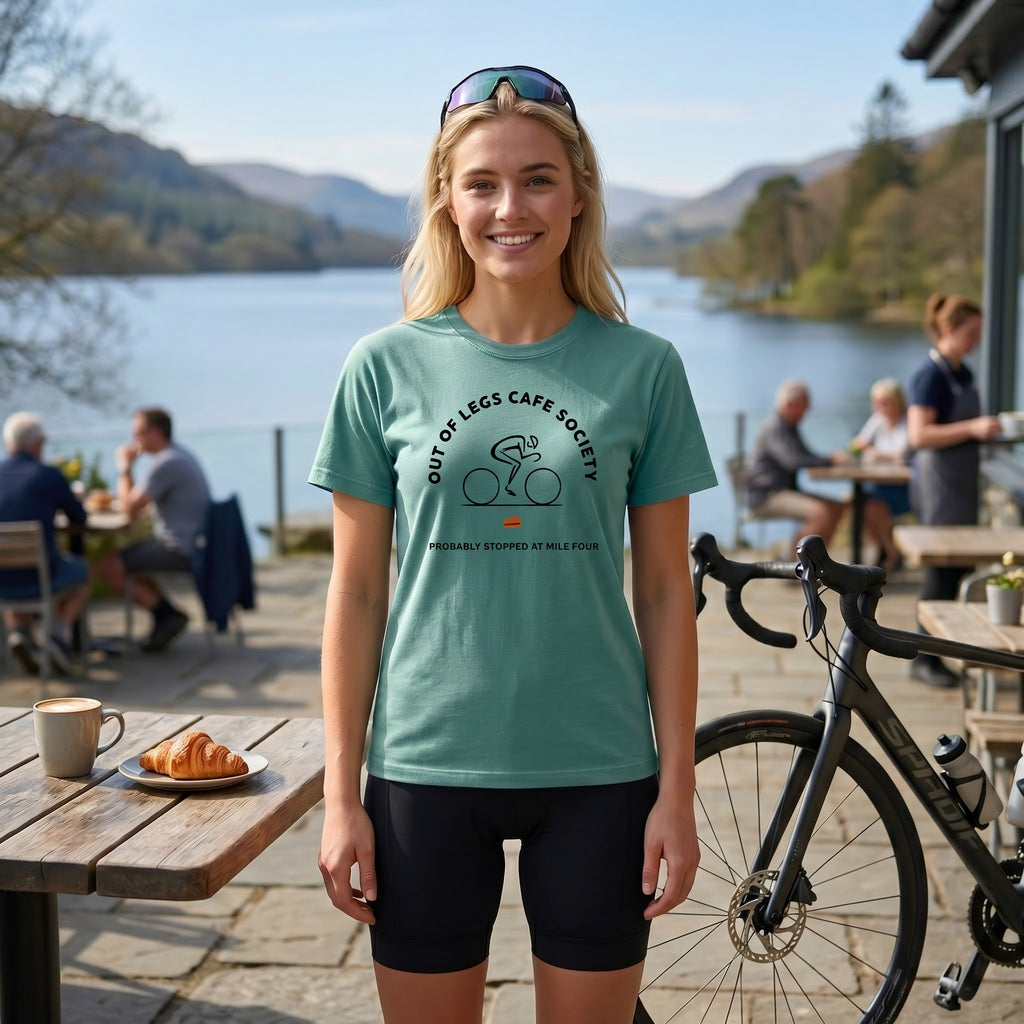 Out of Legs Society Cyclist T-Shirt — Seafoam lifestyle