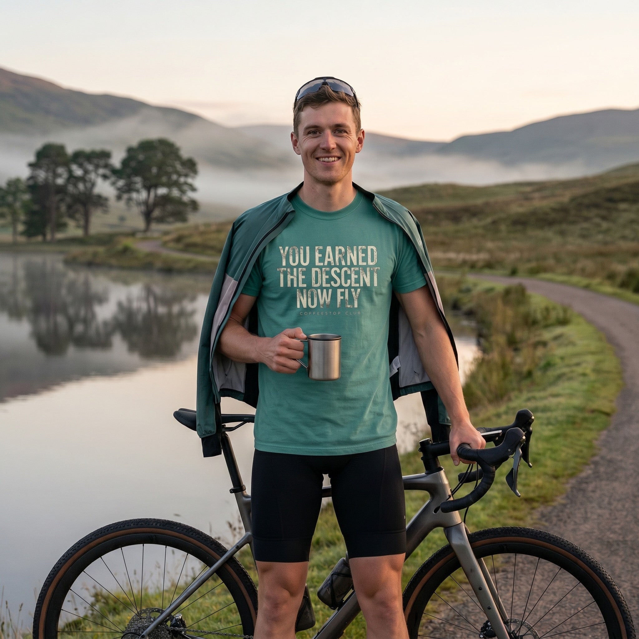 You Earned It Cycling T-Shirt — Seafoam lifestyle