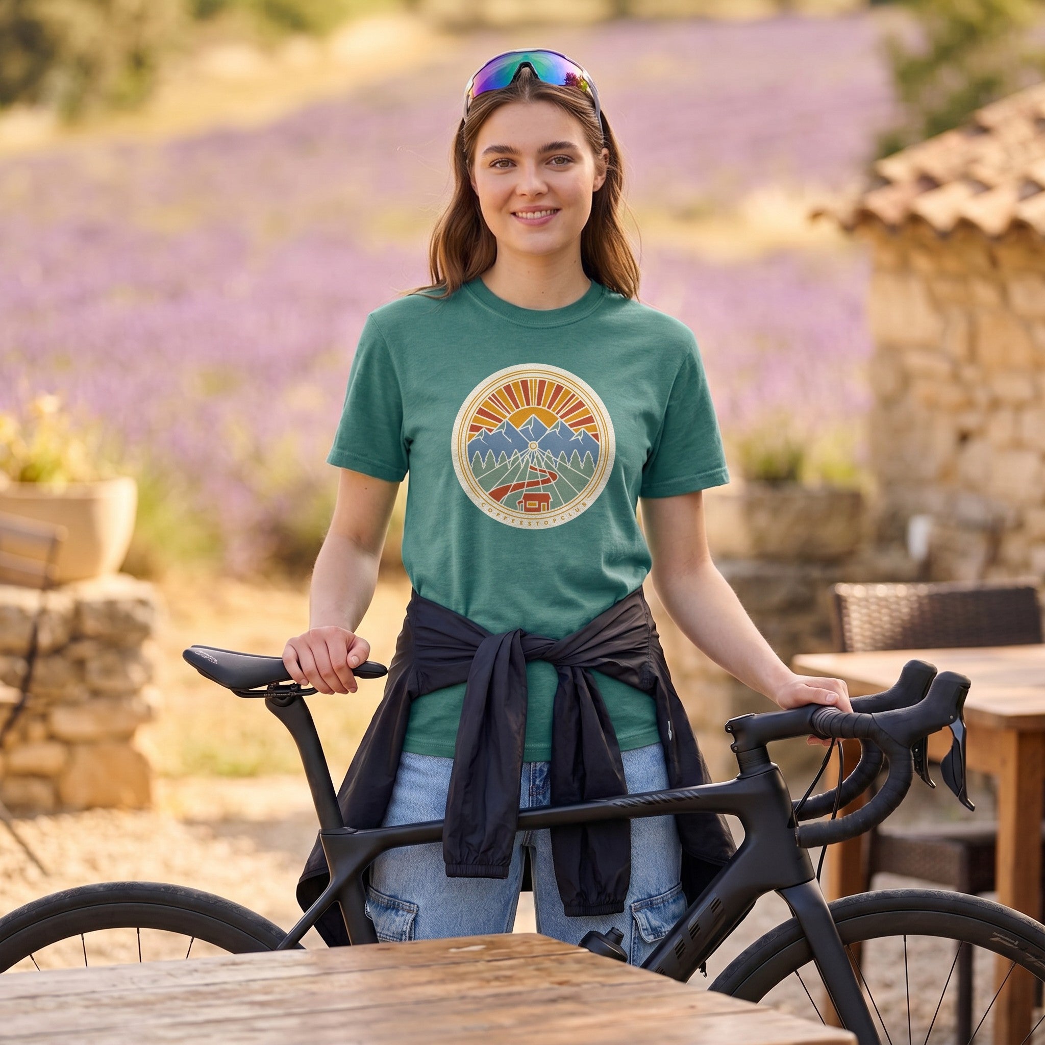 Wheel Base Cycling T-Shirt — Seafoam lifestyle