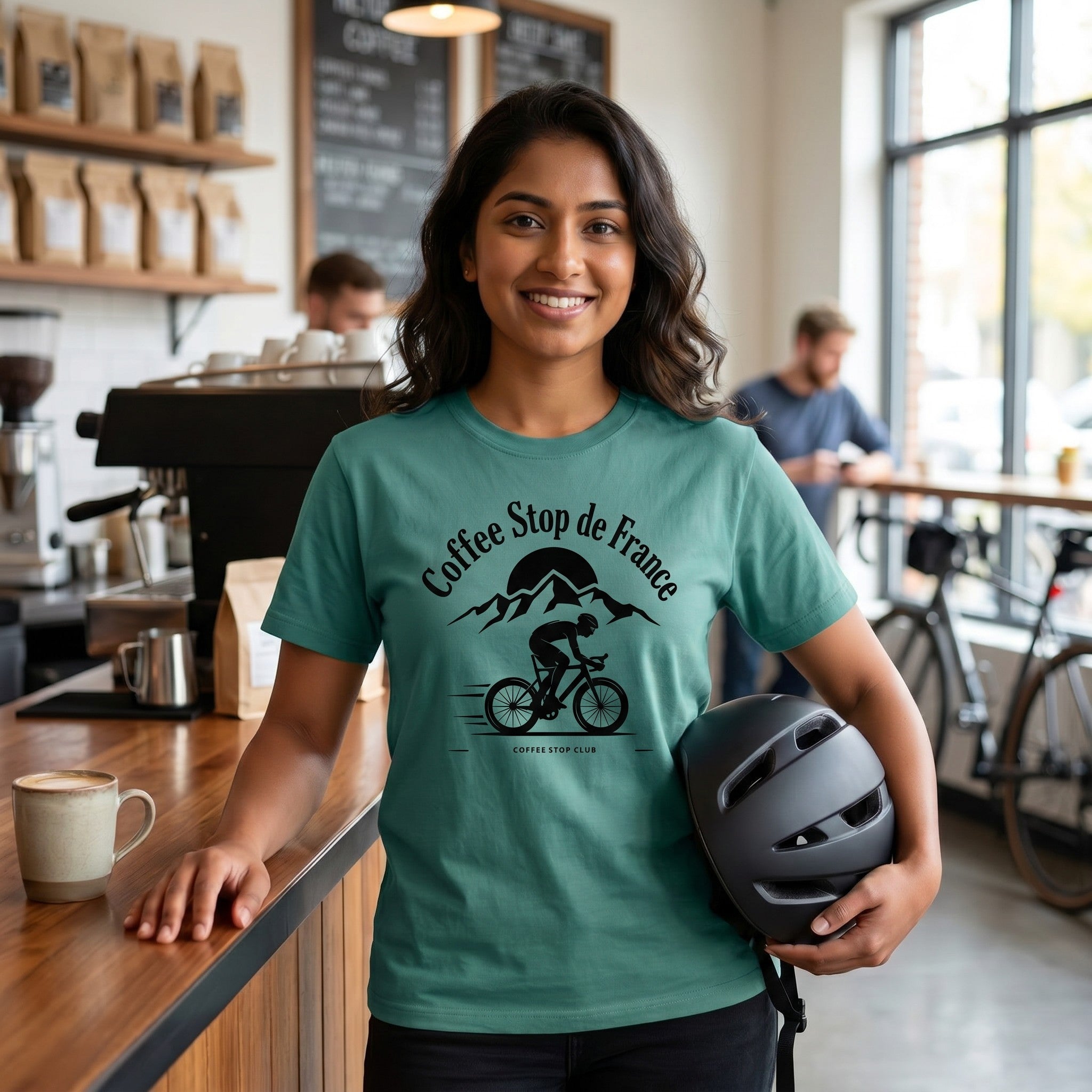 Coffee Stop de France T-Shirt — Seafoam lifestyle