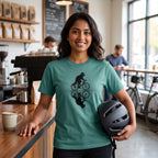Raccoon Cycling Reflection T‑Shirt — Seafoam lifestyle