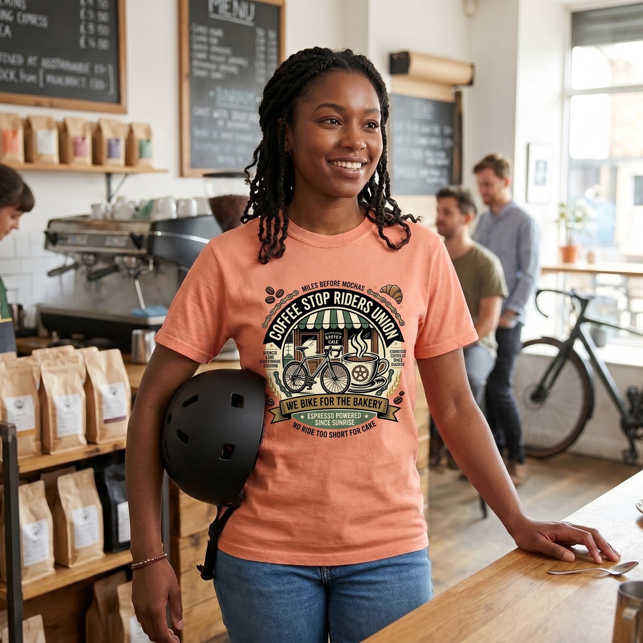 Riders Union Bakery T-Shirt — Terracotta lifestyle