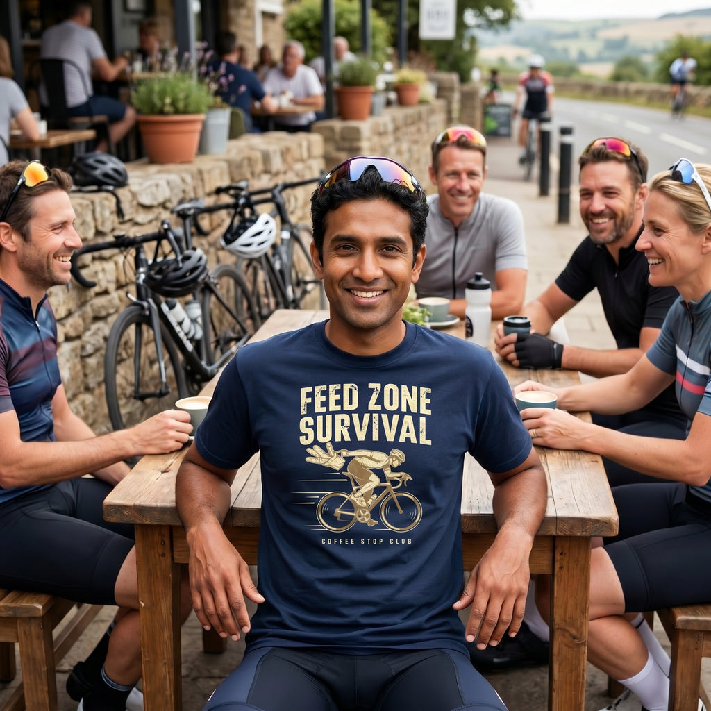 Feed Zone Survival Cycling T-Shirt — True Navy lifestyle