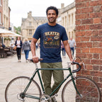 Beater Bike Comic T‑Shirt — True Navy lifestyle