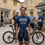 Coffee Stop Priority Cyclist T-Shirt — True Navy lifestyle