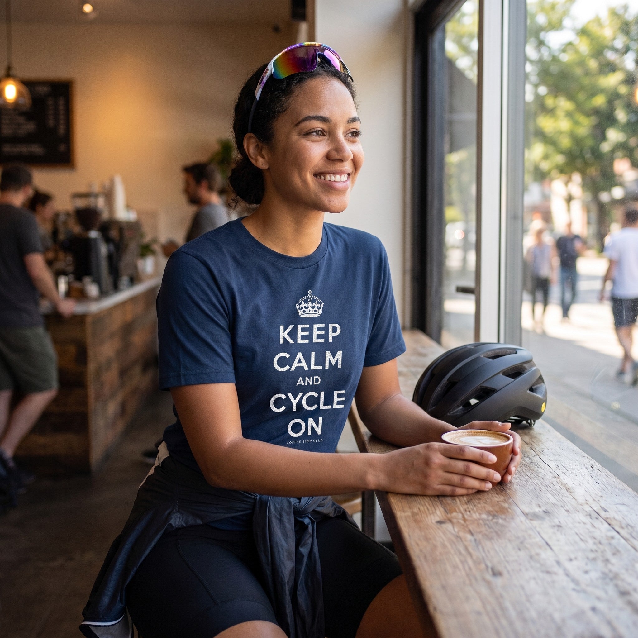 Keep Calm and Cycle On T-Shirt — True Navy lifestyle
