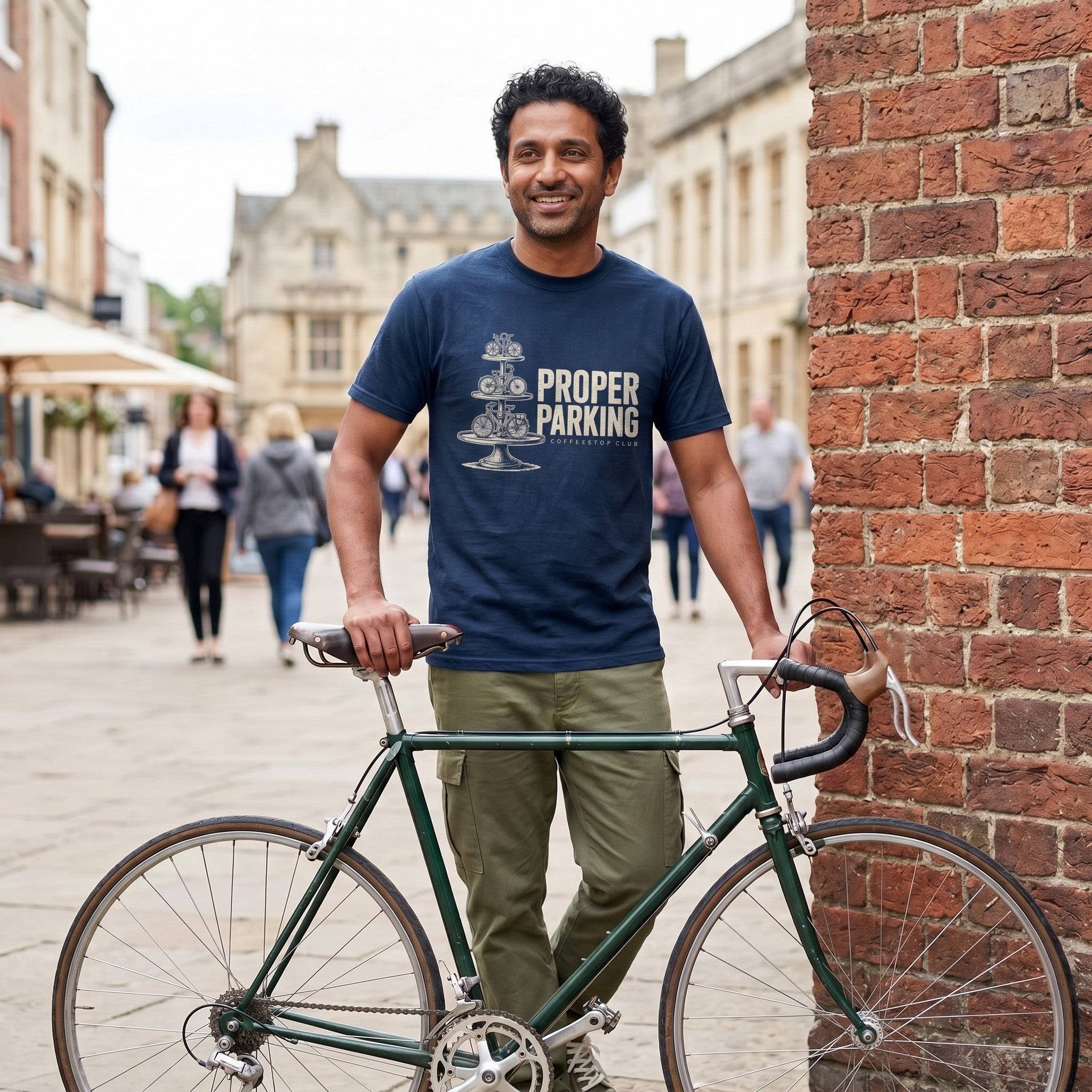 Proper Parking Cycling T-Shirt — True Navy lifestyle