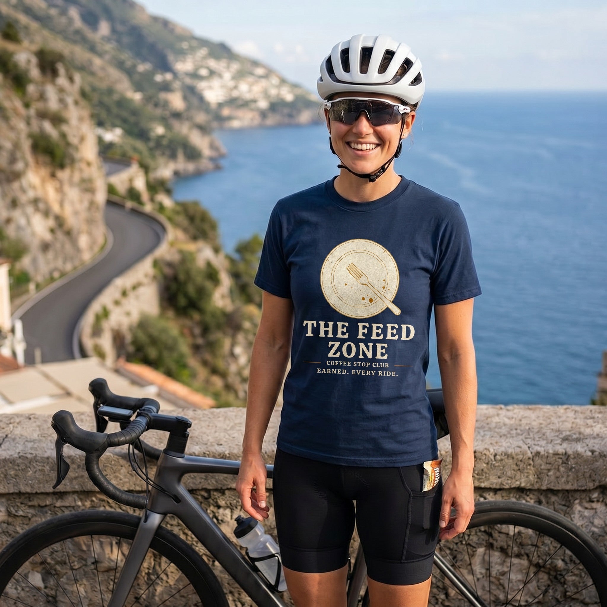 The Feed Zone Cycling T-Shirt — True Navy lifestyle