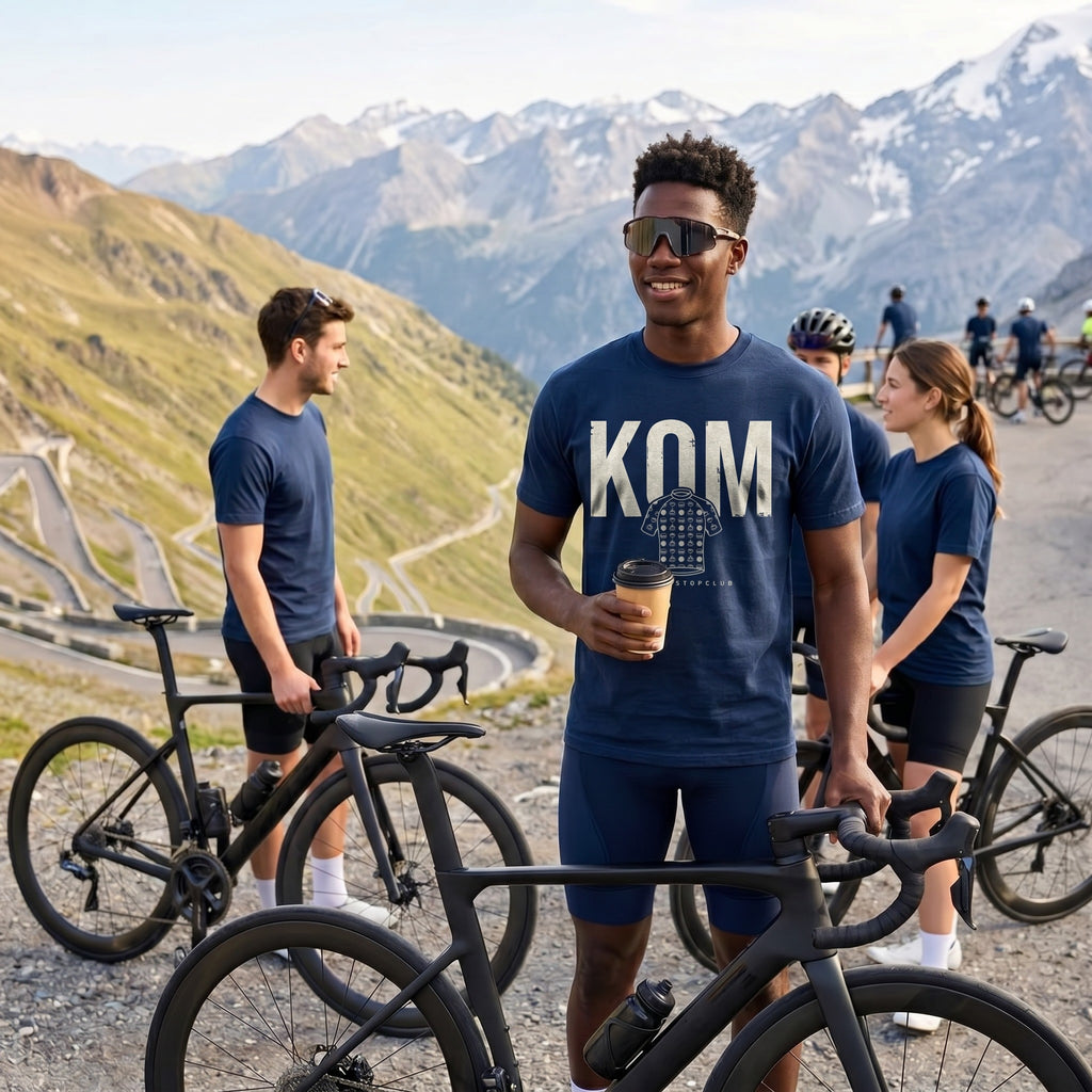 KOM Cake Stop Cycling T-Shirt — True Navy lifestyle