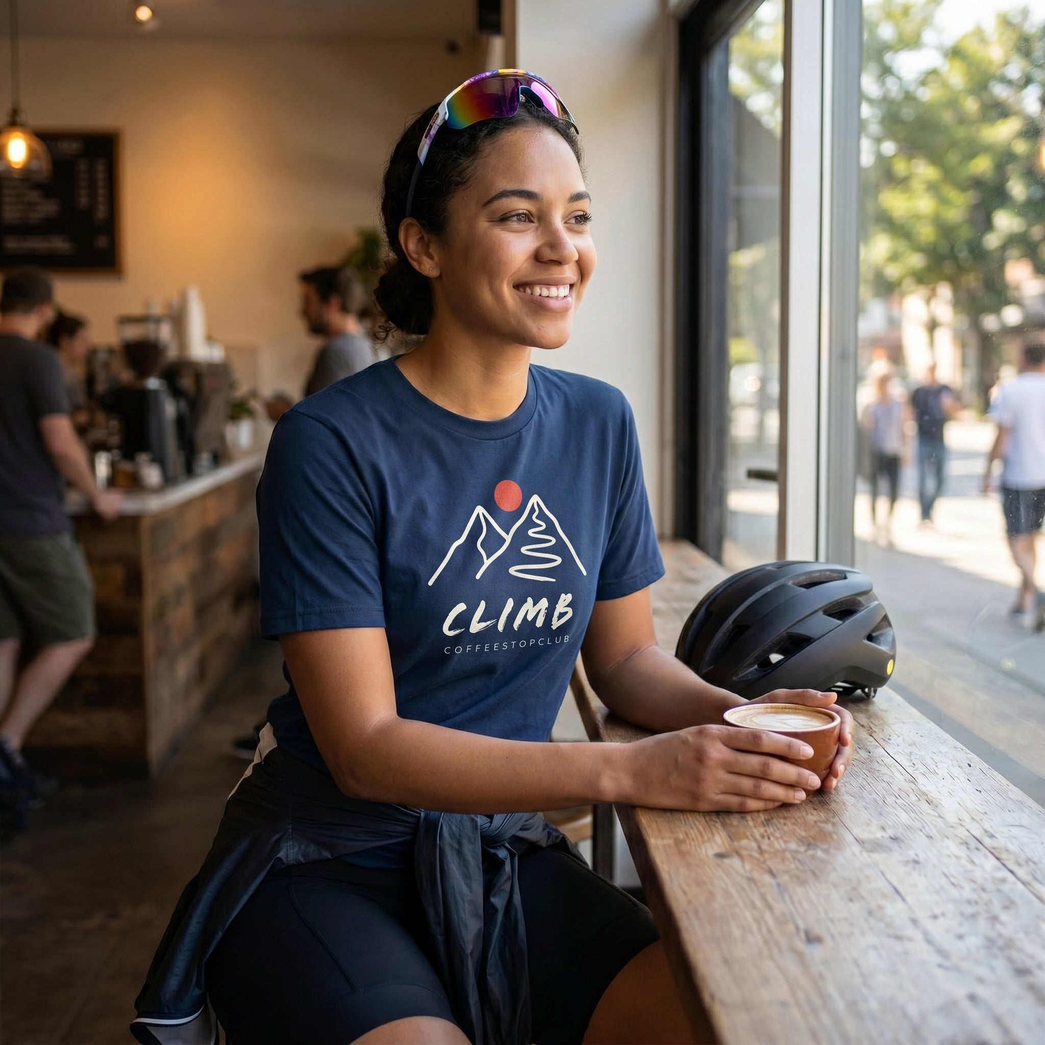 Climb Cycling T-Shirt — True Navy lifestyle