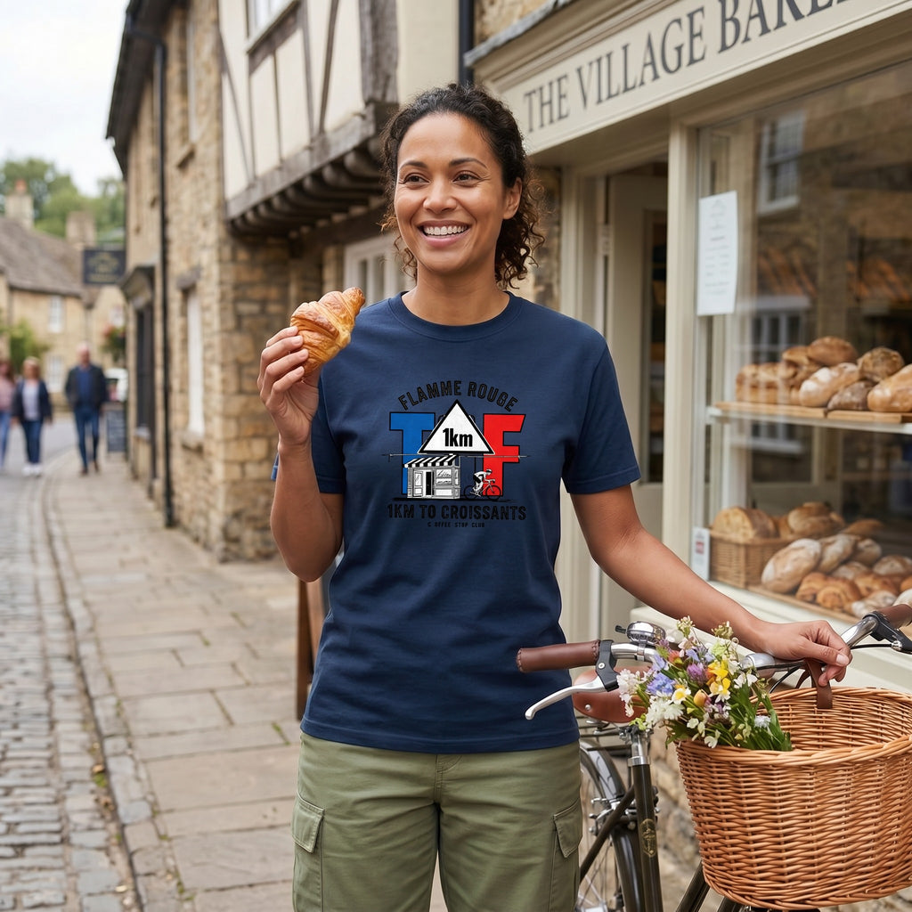 1km to the Croissants TdF Cycling T-Shirt — True Navy lifestyle