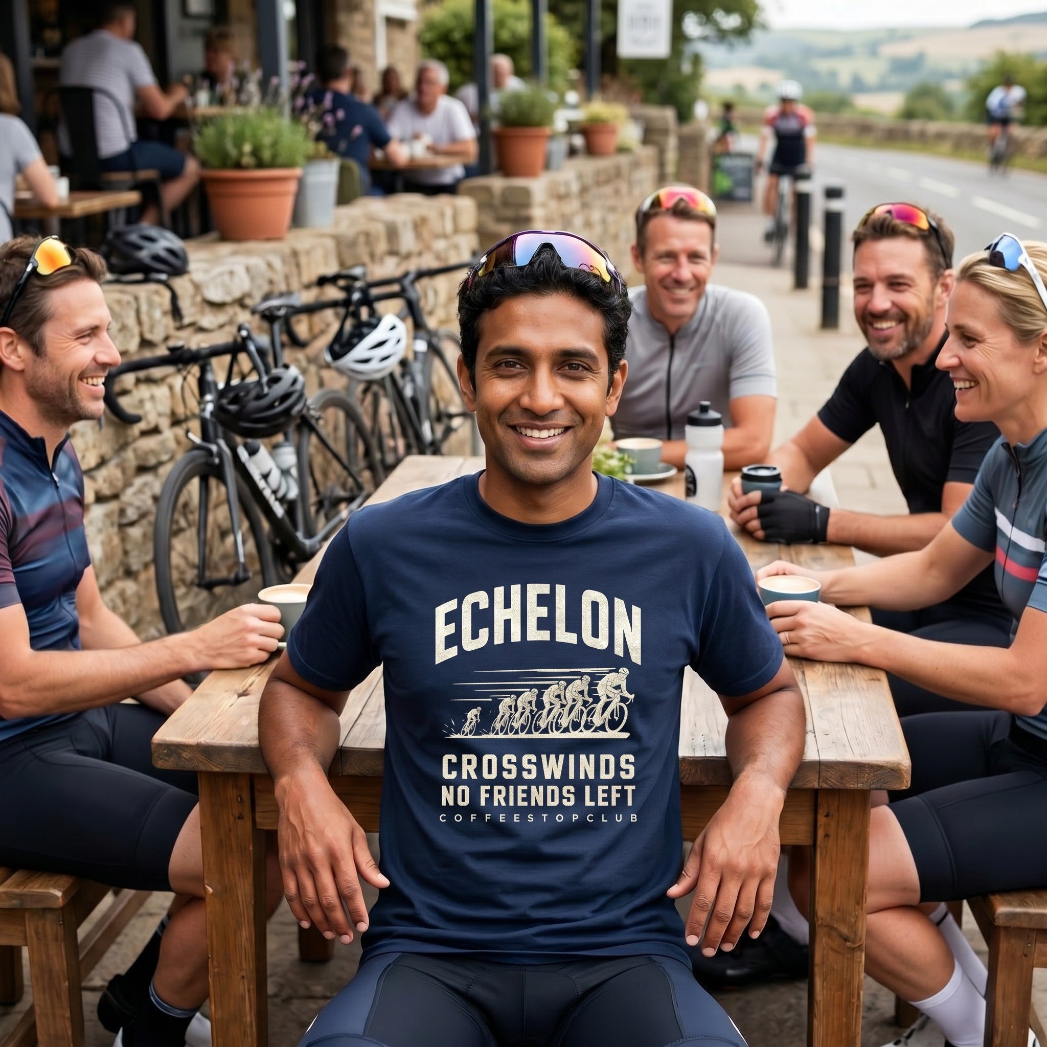 Headwinds & No Friends Cycling T-Shirt — True Navy lifestyle
