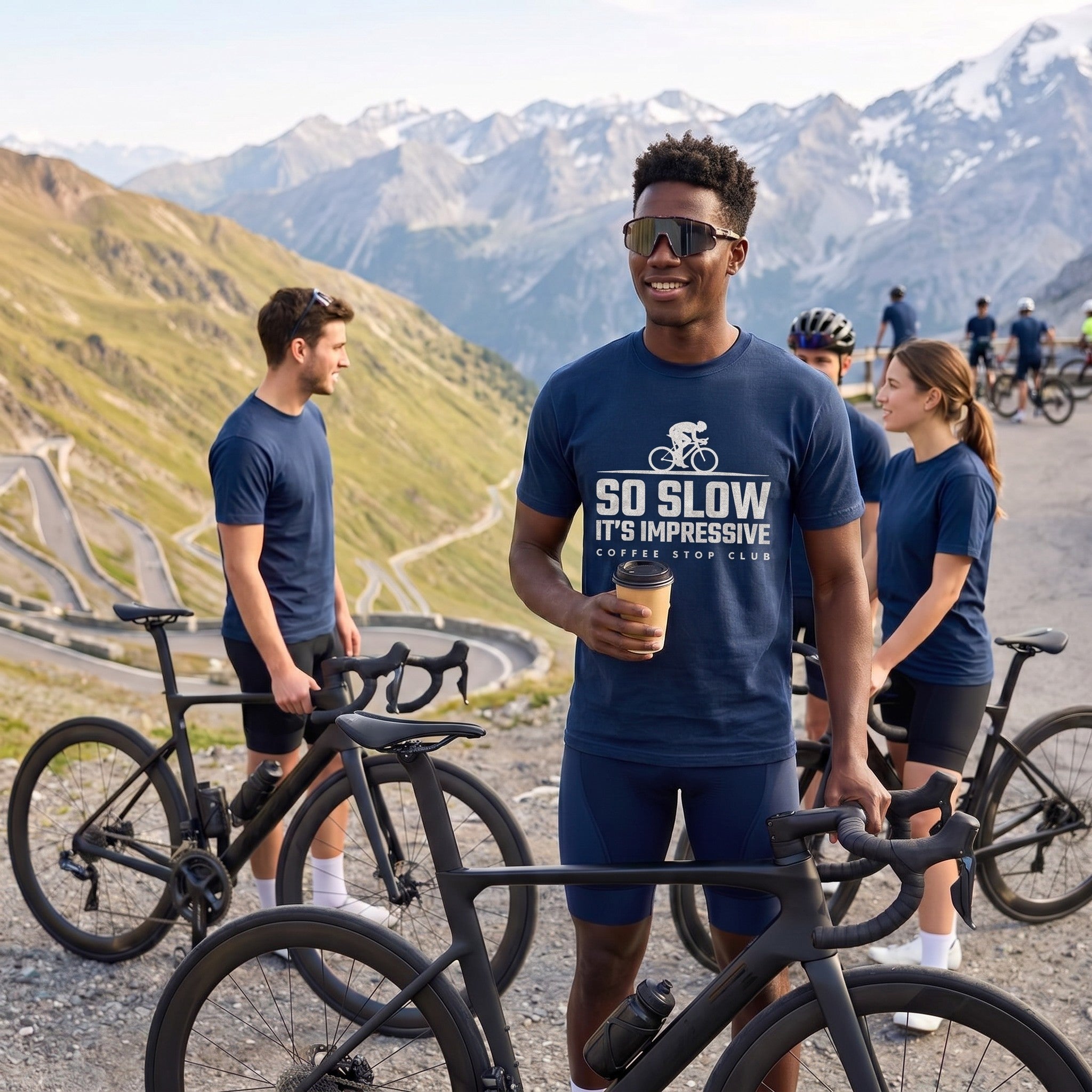 So Slow It's Impressive Cycling T-Shirt — True Navy lifestyle