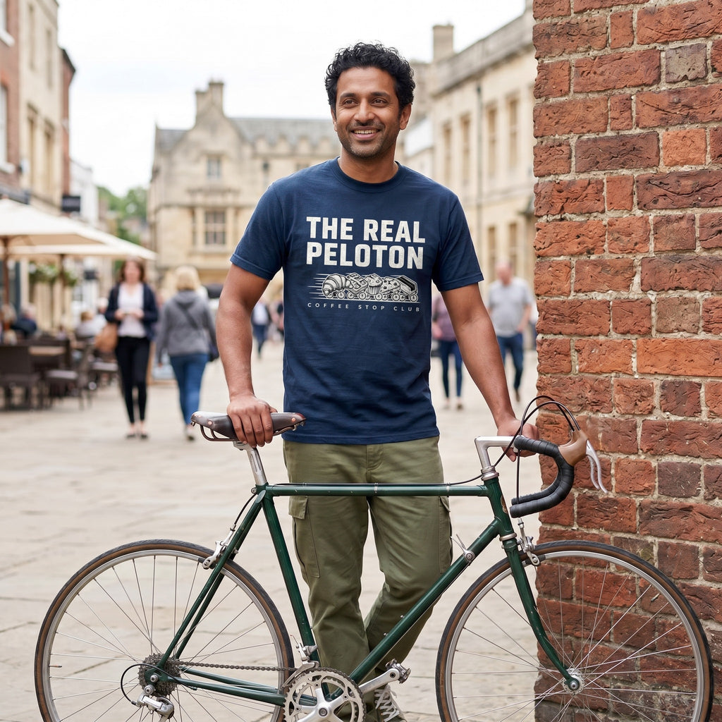 The Real Peloton Cycling T-Shirt — True Navy lifestyle