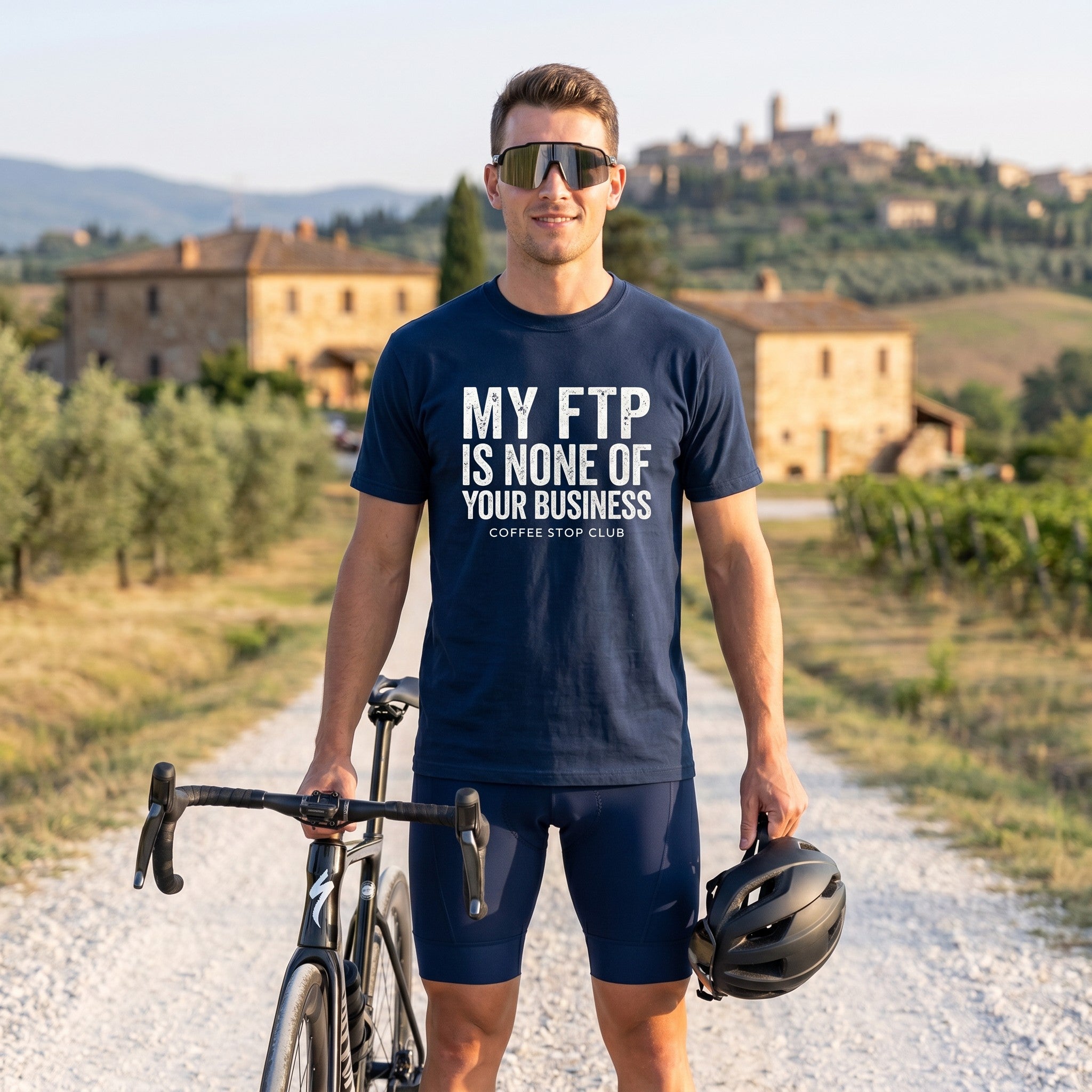 My FTP Is None Of Your Business Cycling T-Shirt — True Navy lifestyle